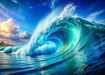 Explore an abstract background with blue Sea Wave Layer design, perfect for creative projects and digital applications,