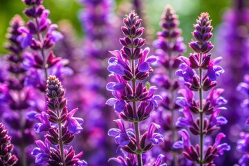 Obraz premium Macro shot of purple flowers in bloom vibrant and delicate