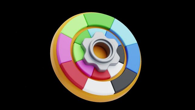 3D Animation of Color Wheel Palette | Alpha Channel