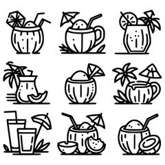 Coconut ice drink icon for summer