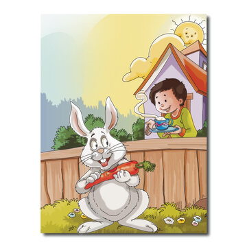 Nursery Rhymes Kids Bunny Rabbit Carrot Illustration