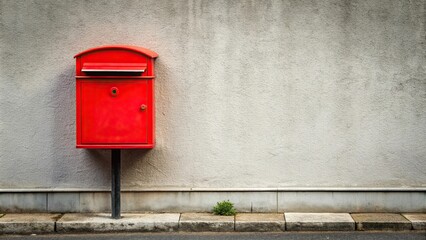 Minimalist red mailbox on street