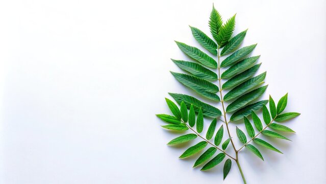 Minimalist photo of katuk leaves (daun katuk, sauropus androgynus) on white background
