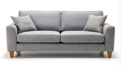 Modern comfortable grey sofa isolated on white background