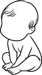 Black Line Art Small Cute Lovely Baby Hand Drawn Illustration