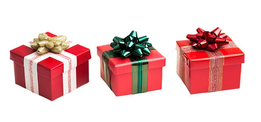Obraz premium three set of A Christmas gift box isolated transparent background
