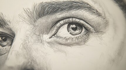 Obraz premium A close up of a man's eye with a sketchy drawing style