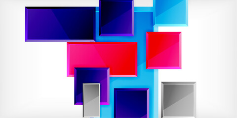 Obraz premium Colorful squares and rectangles. Vector Illustration For Wallpaper, Banner, Background, Card, Book Illustration, landing page