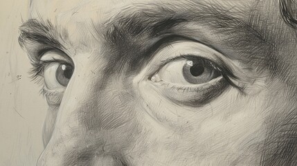 Fototapeta premium A man's face is drawn with a pencil, and his eyes are closed