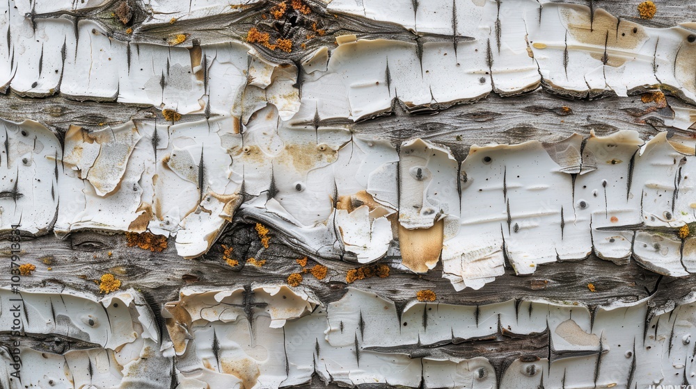 Poster the bark of a tree is peeled away, revealing a rough and textured surface. the bark is covered in sm