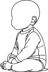 Black Line Art Small Cute Lovely Baby Hand Drawn Illustration