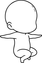 Black Line Art Small Cute Lovely Baby Hand Drawn Illustration