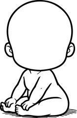 Black Line Art Small Cute Lovely Baby Hand Drawn Illustration