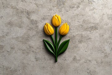 Fototapeta premium Barbarea flower represented in a minimalist yellow and green outline on a neutral backdrop