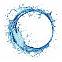 Blue water swirl splash with little bubbles isolated 