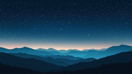Starry Night Mountain Landscape