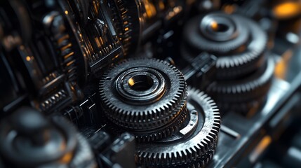 Fototapeta premium A lot of metal gears factory industry abstract. 