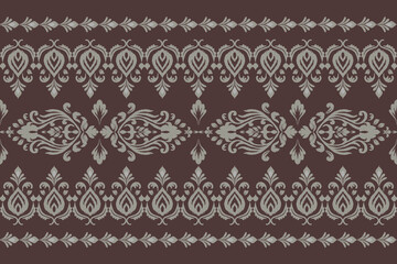 Ikat paisley embroidery on the fabric in Indonesia,India and asian countries, background, curtain, carpet, wallpaper, clothing, wrapping, Batik, vector illustration.