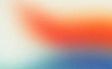 Abstract white blue red color flow grainy gradient backdrop design, copy space.