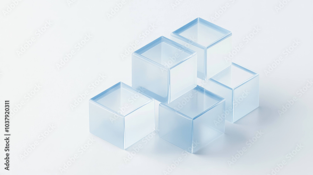 Poster Translucent interconnected blocks create modern and minimalistic design, showcasing sense of structure and balance. arrangement emphasizes clarity and simplicity