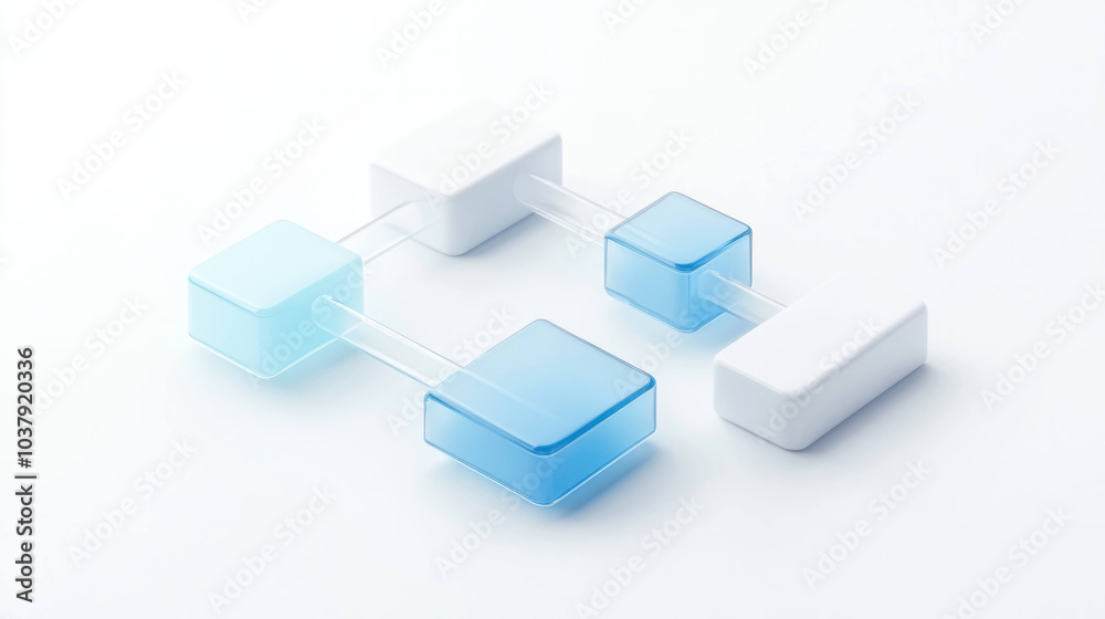 Aufkleber isometric representation of interconnected blocks in blue and white colors, showcasing modern design