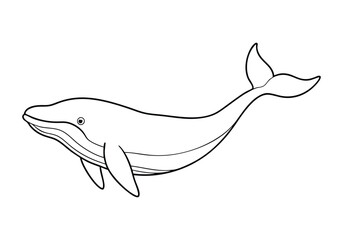 One Line Drawing of a Whale – Ocean-Inspired Minimalist Vecto