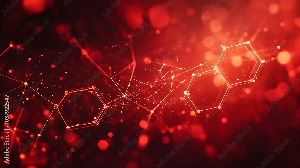 Poster wireless network connection technology background concept. hexagon shapes pattern and connection lin