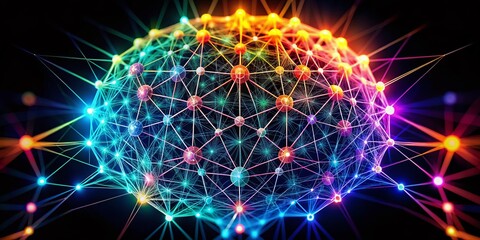 Fototapeta premium Isolated linear style illustration of a neural network icon, showcasing technology and data science concepts. Set