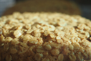 Golden Oatmeal Cookie CloseUp A Delicious and Tempting Bakery Treat to Savor and Enjoy