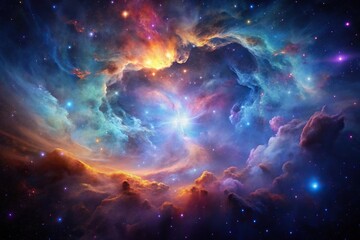 Stunning nebulae reflections in outer space