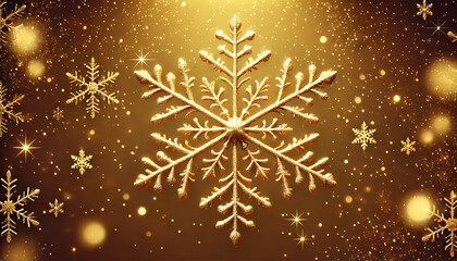 金色の背景とゴールド雪結晶壁紙キラキラ1