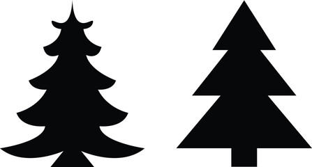 Obraz premium Christmas tree silhouette vector illustration on white background 