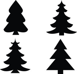 Fototapeta premium Christmas tree silhouette vector illustration on white background 