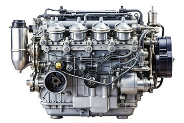 Fototapeta premium Symmetrical diesel truck isolated on white background