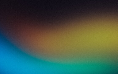Abstract glowing dark orange green blue color grainy gradient texture backdrop design, copy space