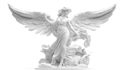Fototapeta premium White background, stone statues of goddesses, angels, Athena, beautiful women, Generative AI.白い背景、女神の石像、天使の石像、アテナの石像、美女の石像、Generative AI