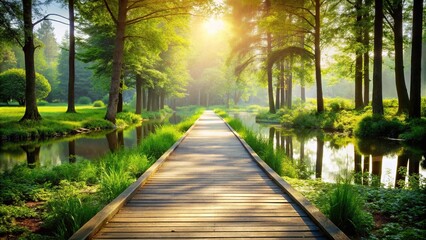 Tranquil landscape scenery with forced perspective view