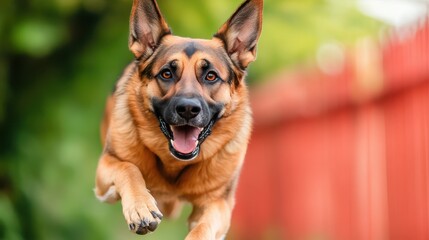 Obraz premium Agile German Shepherd Racing Through Poles