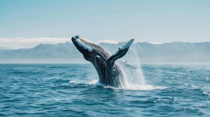 Fototapeta premium Humpback Whale Breaching in Ocean