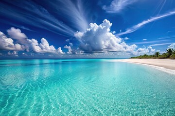Obraz premium Tropical paradise with azure waters and white sands