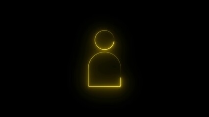 glowing neon profile illustration icon. Contact icon with neon sign on a black background.	