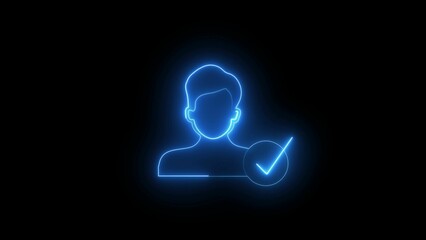 Profile is ready, Glowing neon person sign icon people  icon.
