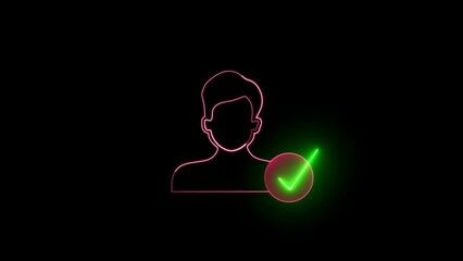 Profile is ready, Glowing neon person sign icon people  icon.