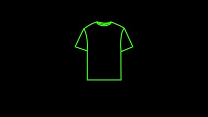 t-shirt icon with a glowing neon black background