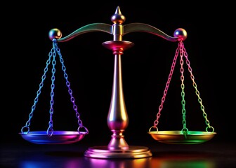 Set against a black backdrop, the scales of justice exemplify balance and fairness, representing the foundational legal