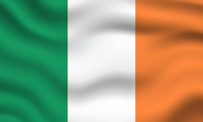 ireland national flag with waving background