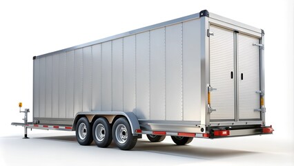 cargo trailer truck isolated on white