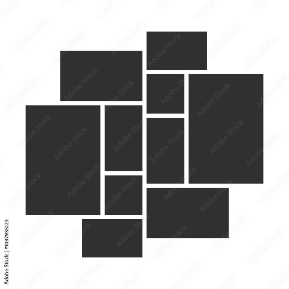 Poster Minimal photo collage template with 10 rectangular and square frames, perfect for modern design projects and social media.