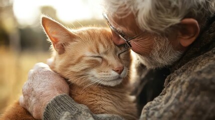 A man is holding a cat and smiling