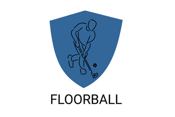 floorball sport vector line icon. an athlete playing floorball. sport pictogram, vector illustration.